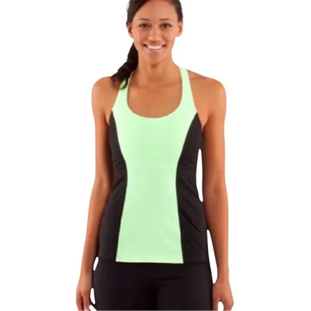 Lululemon Cool Racerback Tank Special Edition Surf Bonded Black/Faded Zap